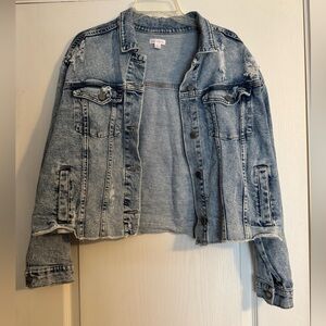 Xhilaration distressed cropped denim jacket